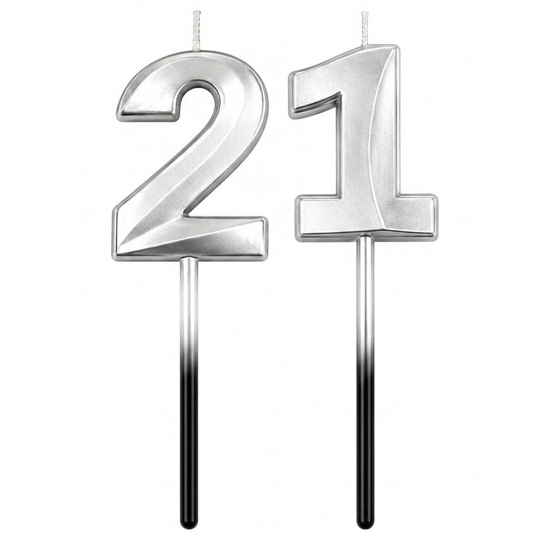 21 Rakam Mum Gümüş 