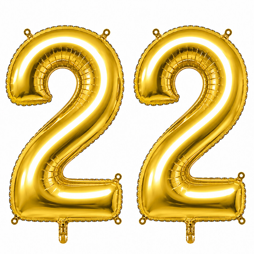 22 Rakam Folyo Balon Altın Rengi (76 cm) 