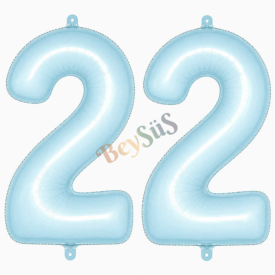 22 Rakam Folyo Balon Mavi Rengi (76 cm)