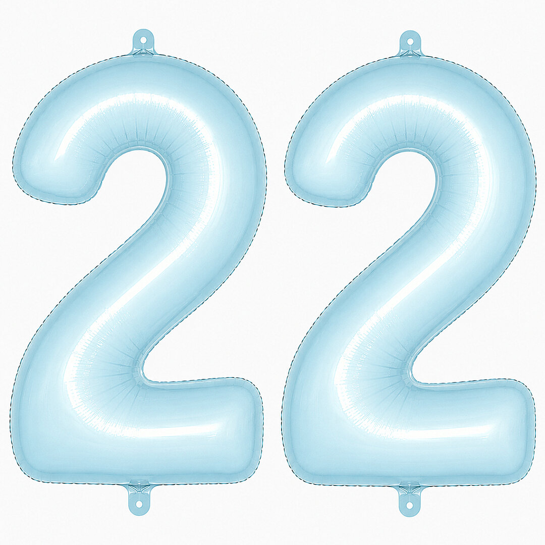 22 Rakam Folyo Balon Mavi Rengi (76 cm) 