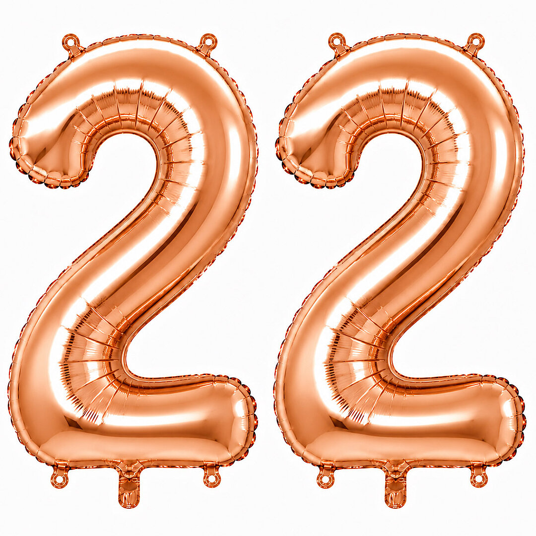22 Rakam Folyo Balon Rose Gold Rengi (76 cm) 