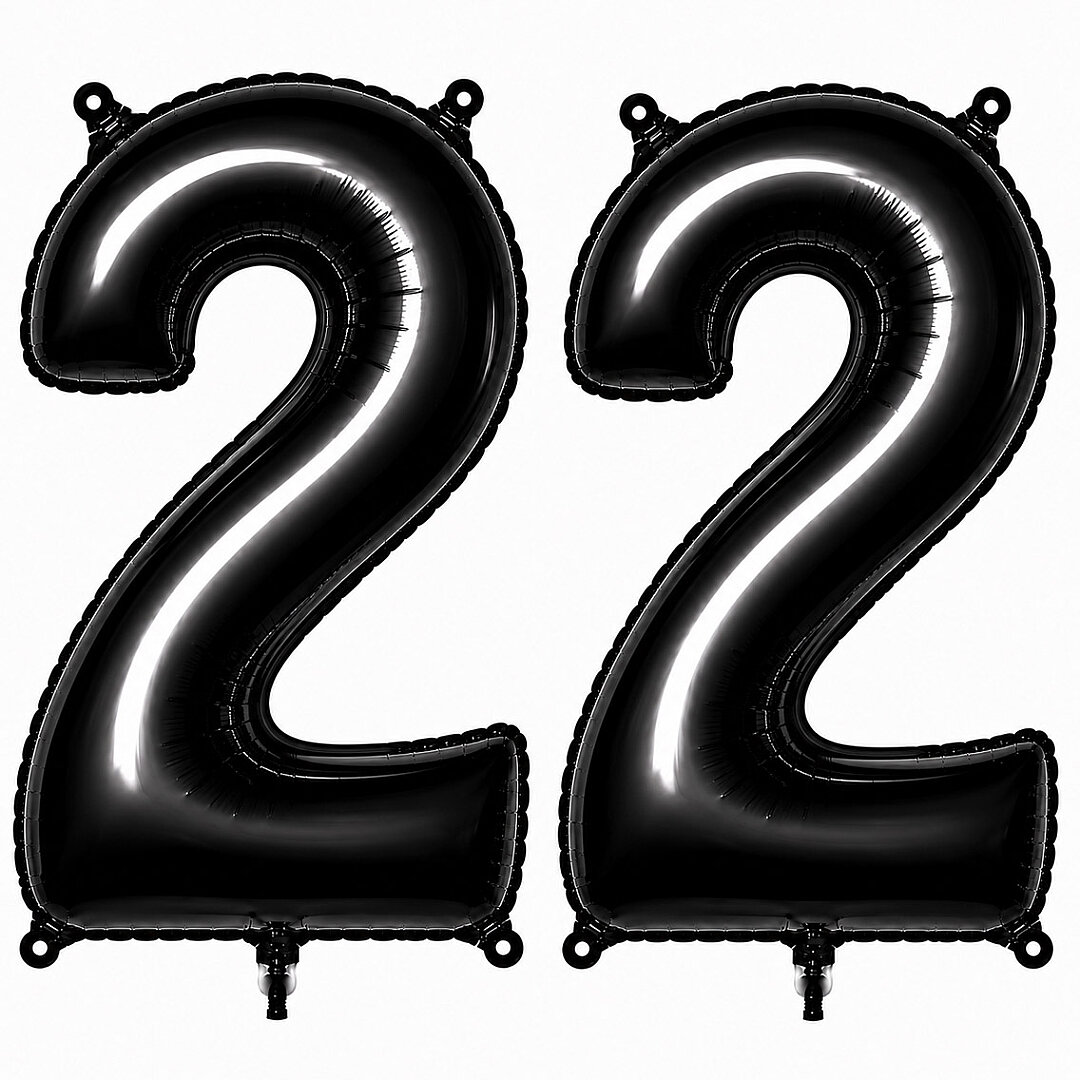 22 Rakam Folyo Balon Siyah Rengi (76 cm) 