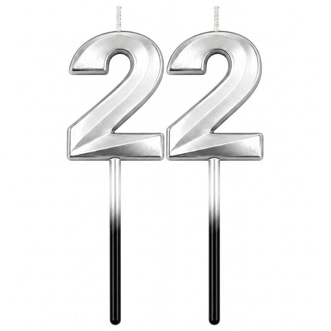 22 Rakam Mum Gümüş 