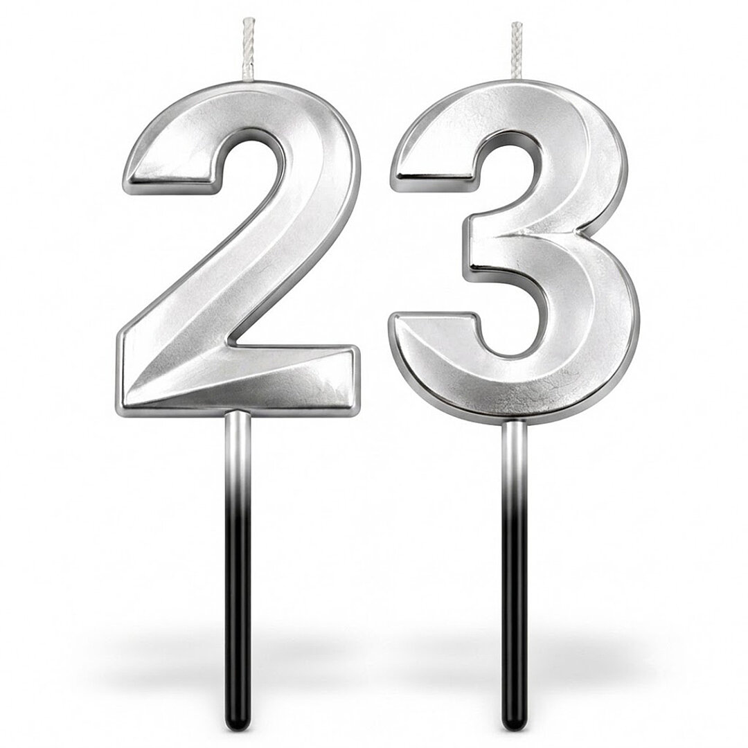23 Rakam Mum Gümüş 