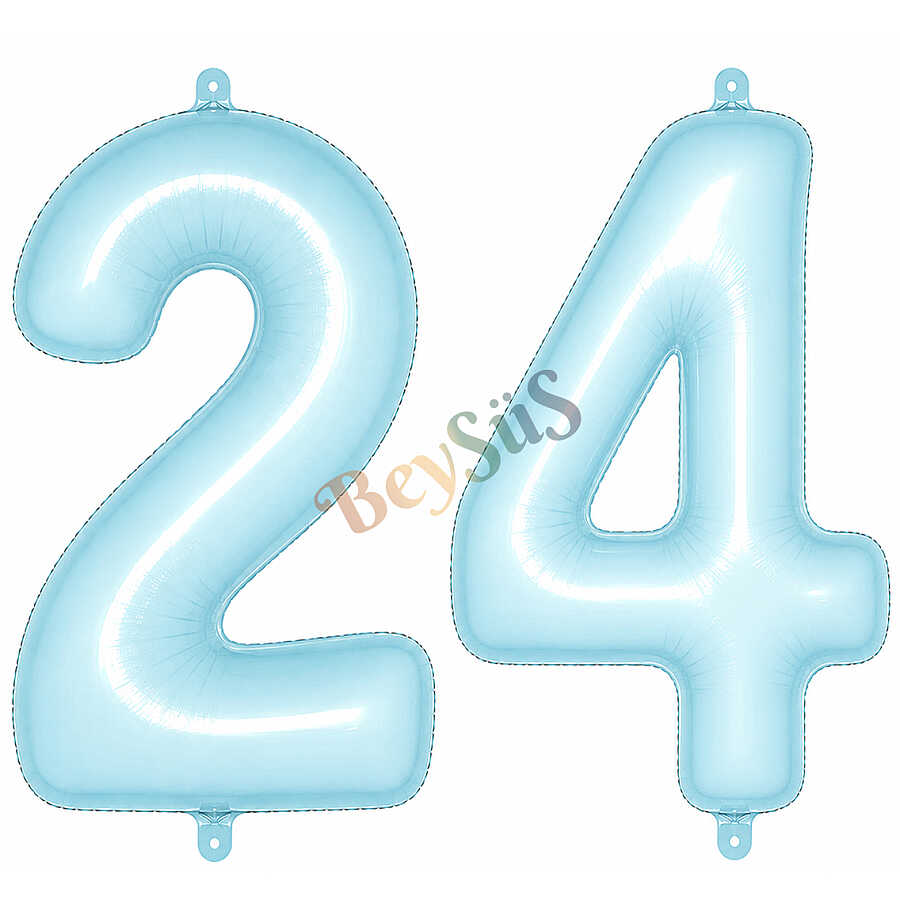 24 Rakam Folyo Balon Mavi Rengi (76 cm)