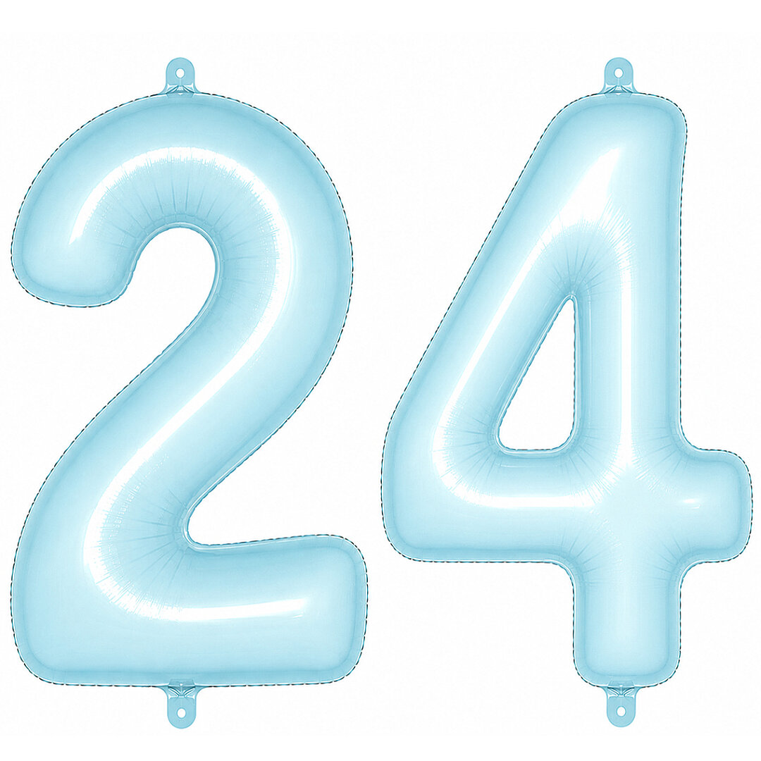 24 Rakam Folyo Balon Mavi Rengi (76 cm) 