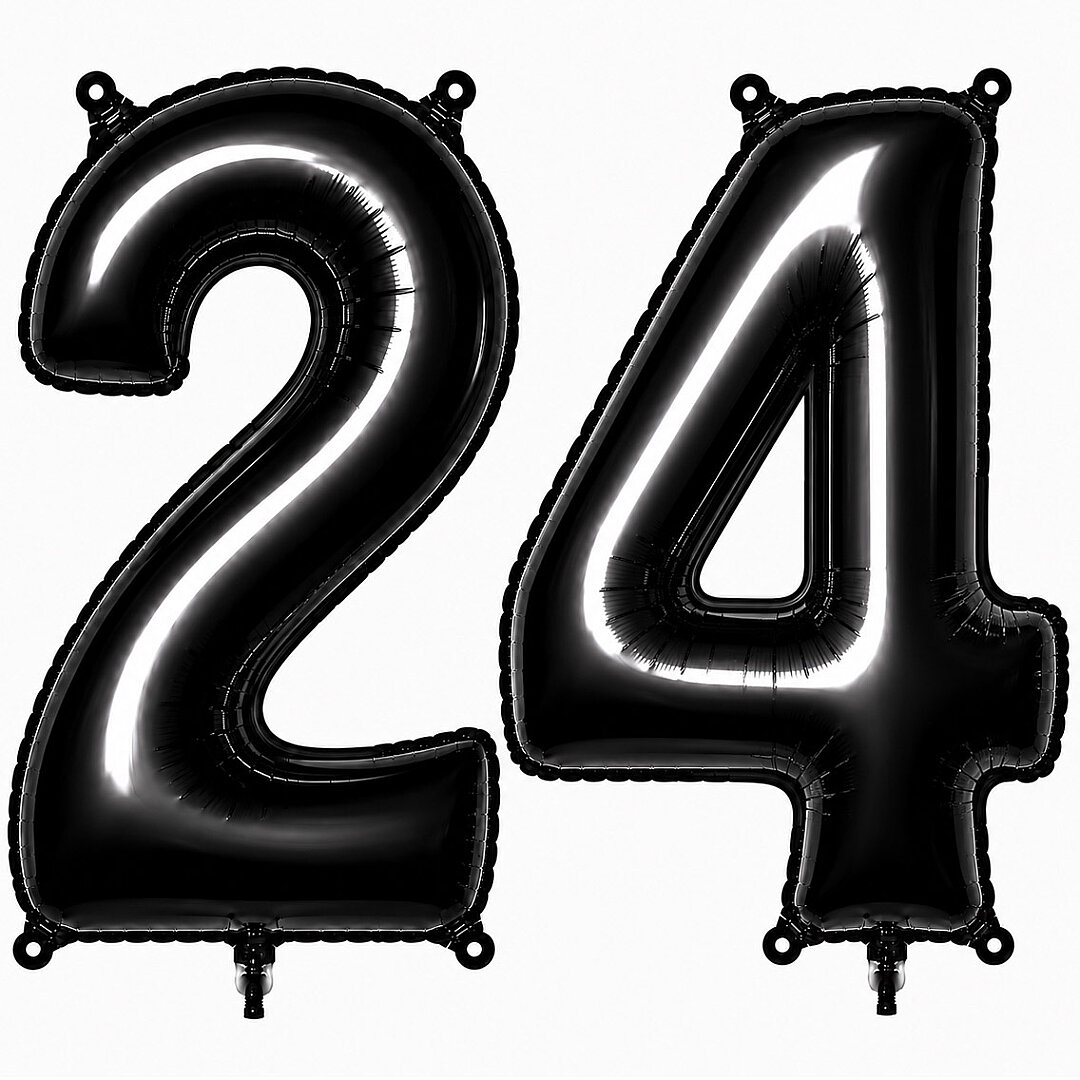 24 Rakam Folyo Balon Siyah Rengi (76 cm) 