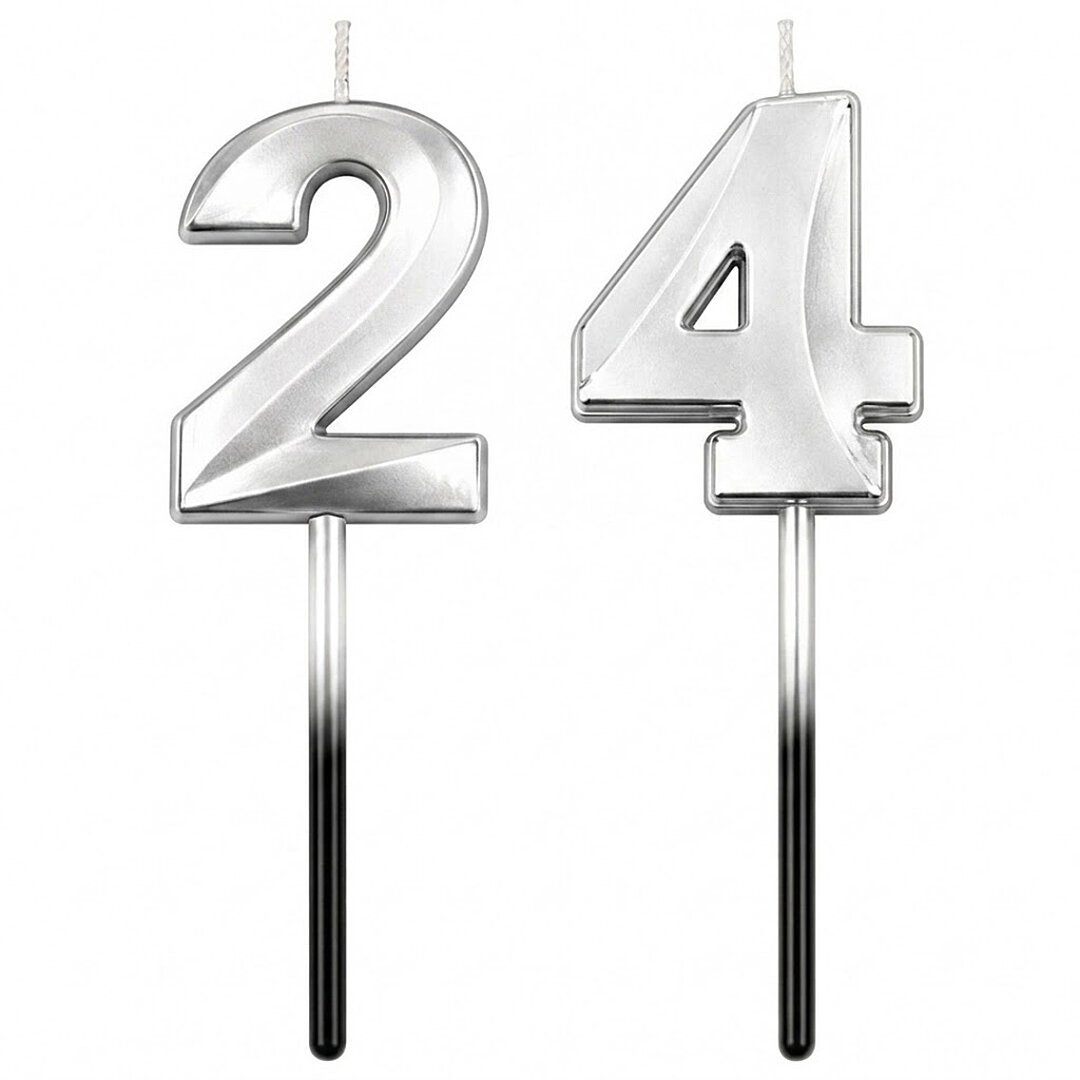 24 Rakam Mum Gümüş 