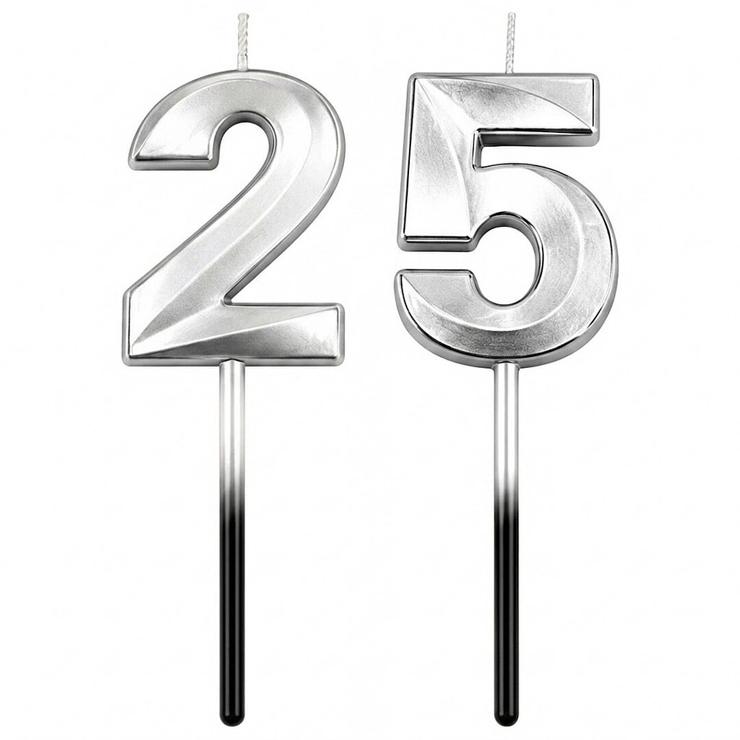 25 Rakam Mum Gümüş 