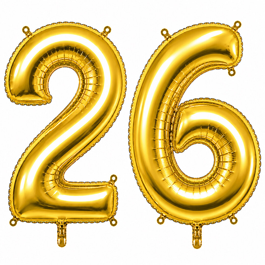 26 Rakam Folyo Balon Altın Rengi (76 cm) 