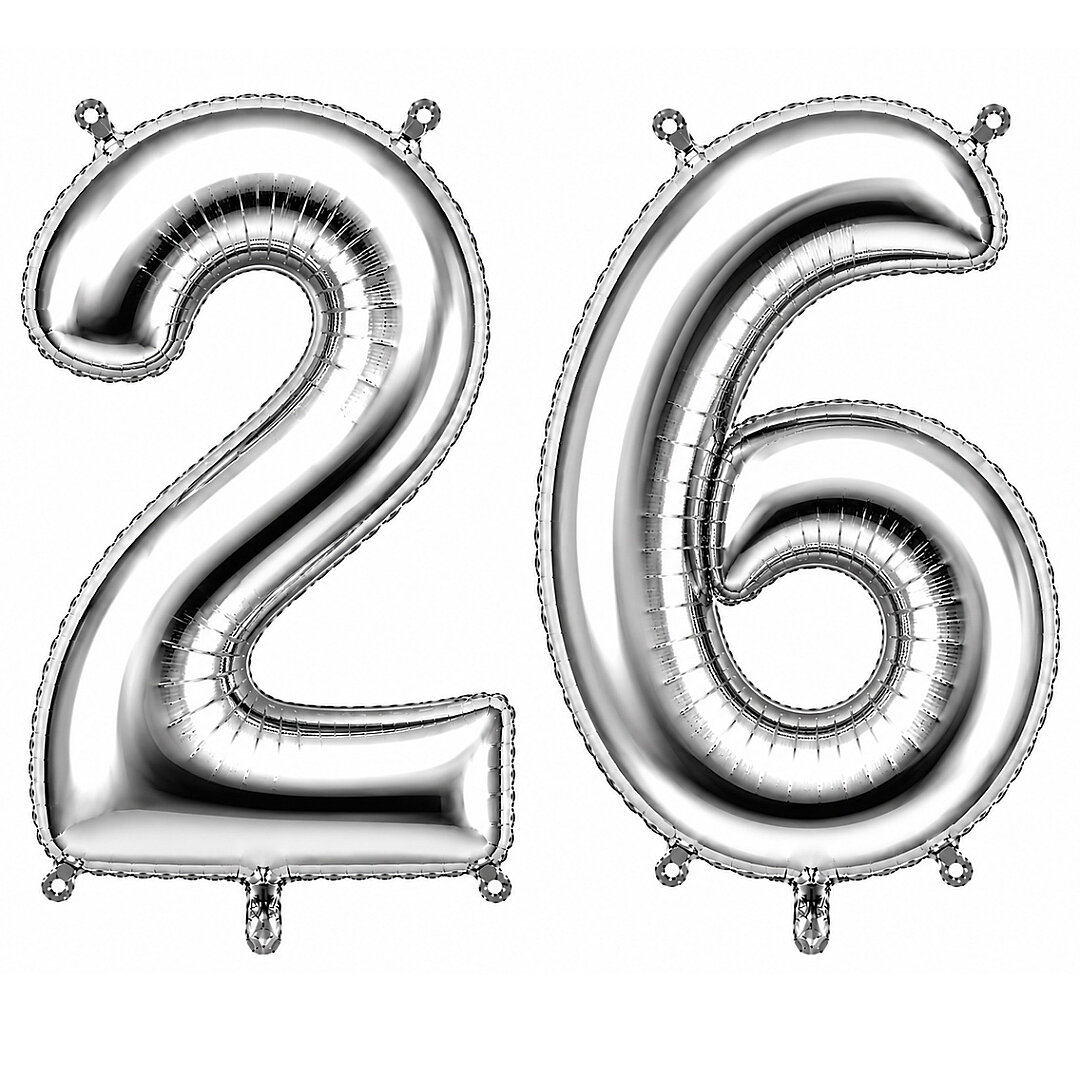 26 Rakam Folyo Balon Gümüş Rengi (76 cm) 