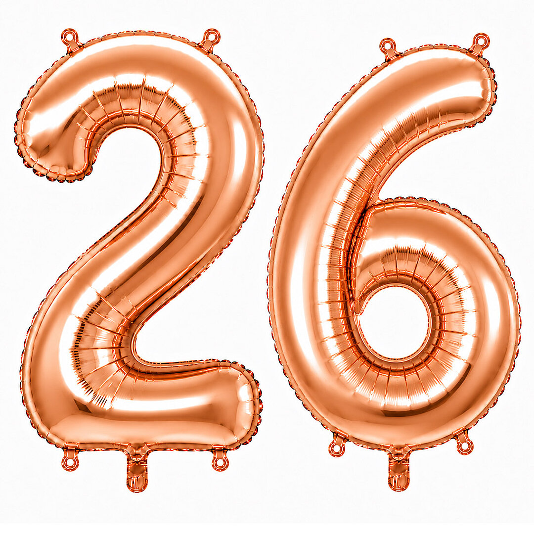 26 Rakam Folyo Balon Rose Gold Rengi (100 cm) 