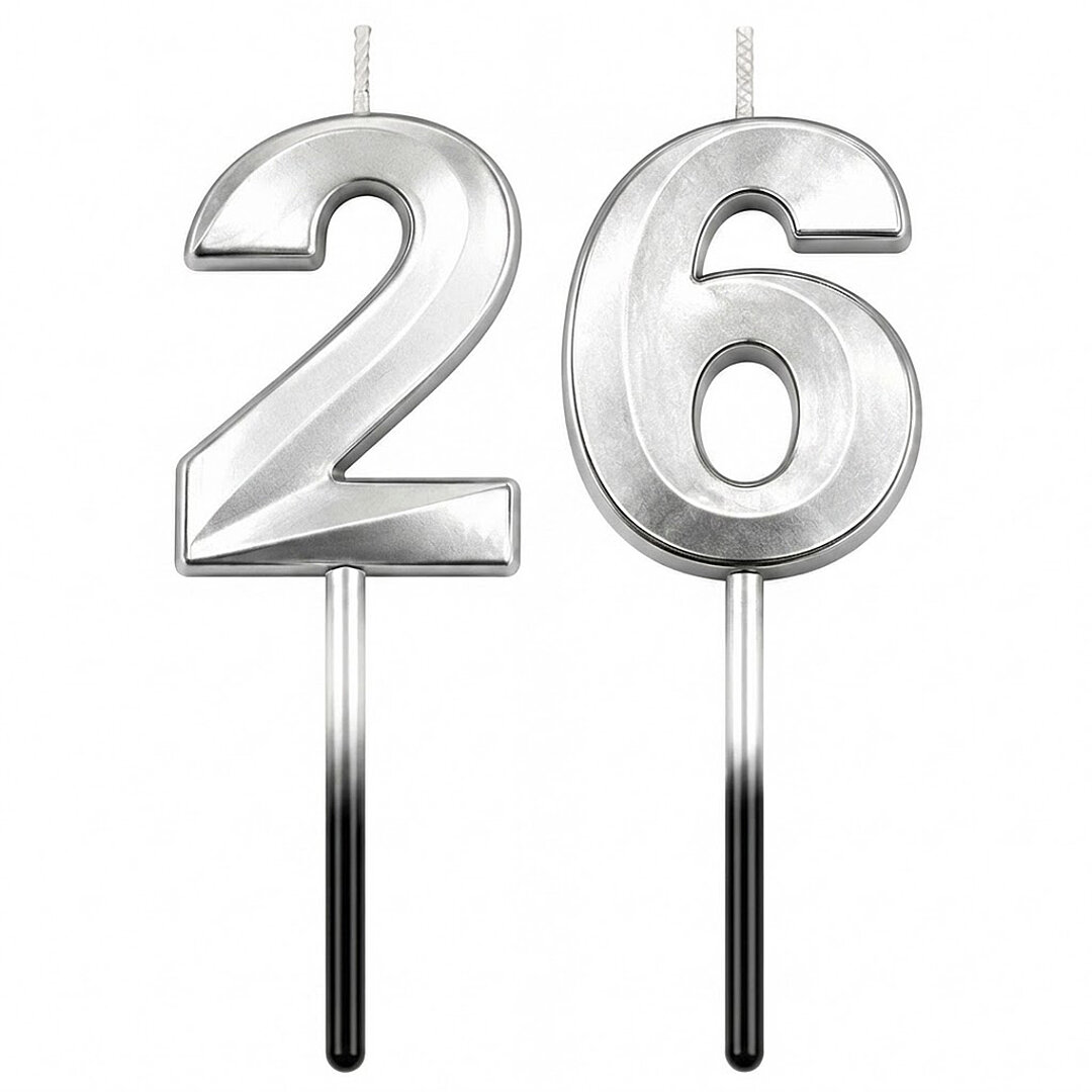 26 Rakam Mum Gümüş 