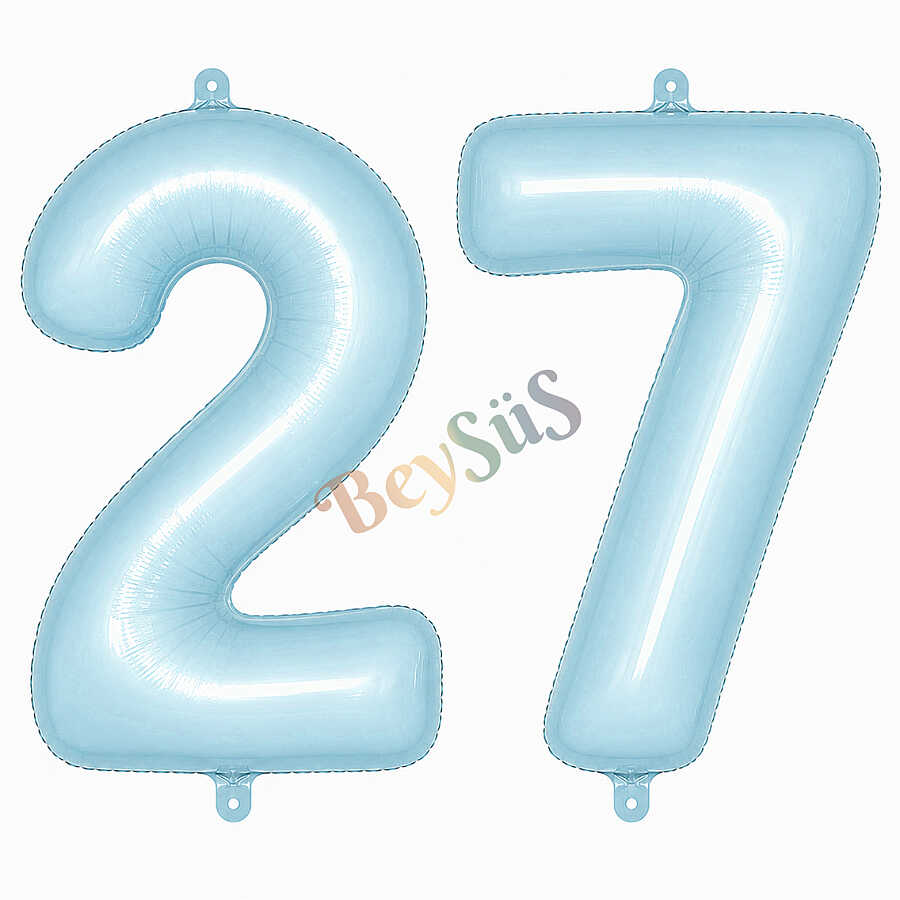 27 Rakam Folyo Balon Mavi Rengi (76 cm)