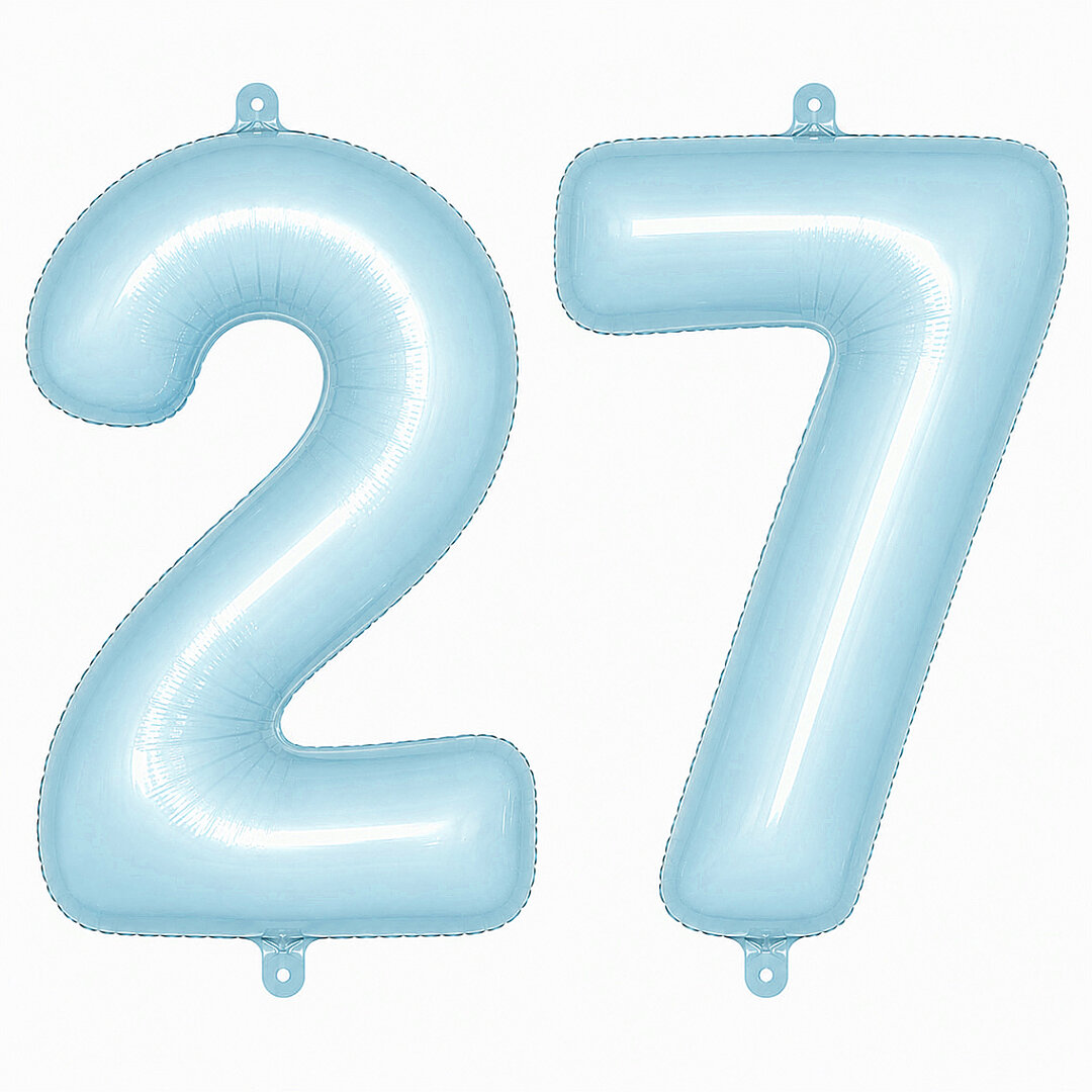 27 Rakam Folyo Balon Mavi Rengi (76 cm) 