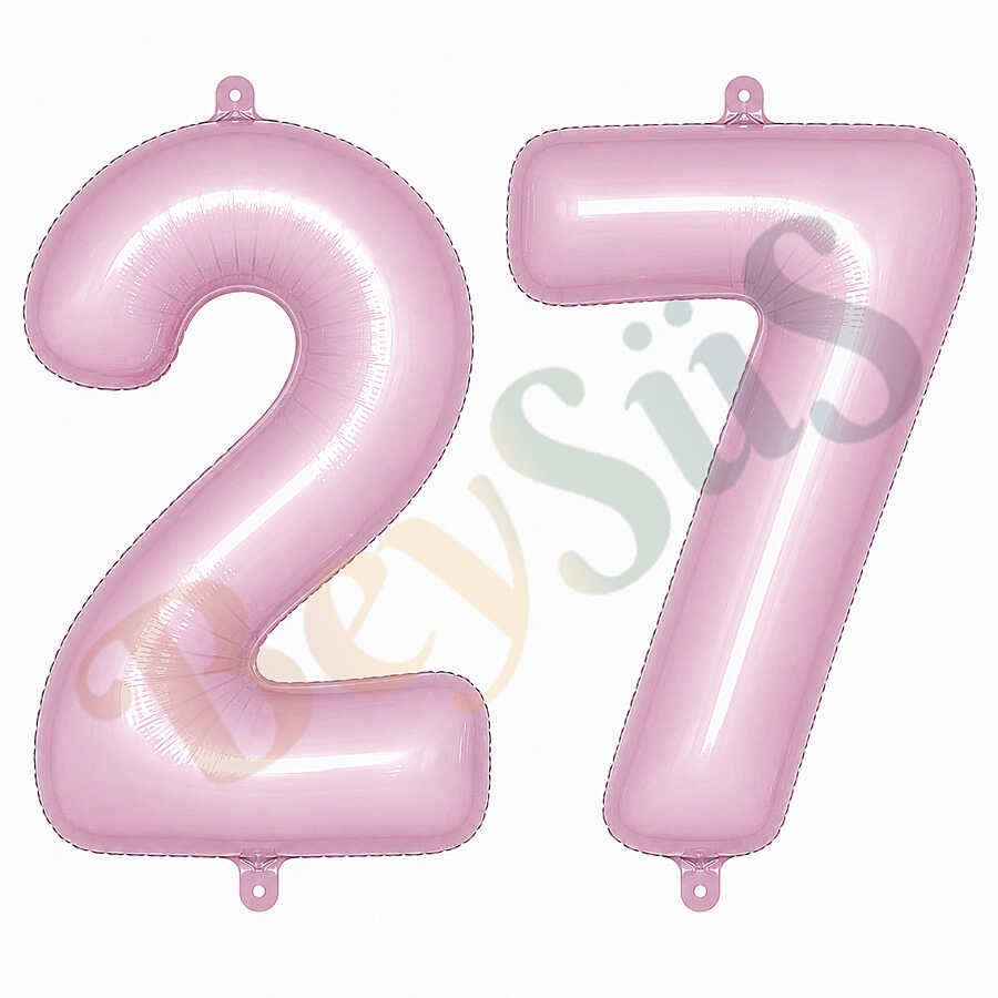 27 Rakam Folyo Balon pembe Rengi (76 cm)