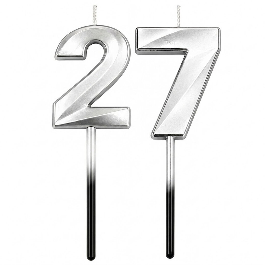 27 Rakam Mum Gümüş 