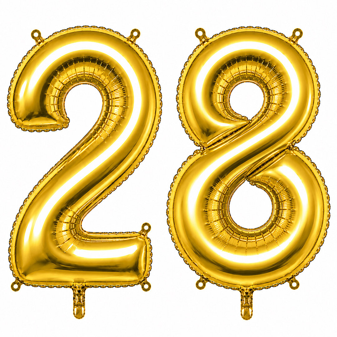 28 Rakam Folyo Balon Altın Rengi (76 cm) 