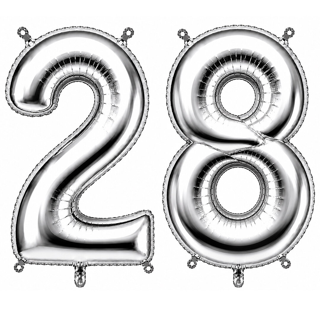 28 Rakam Folyo Balon Gümüş Rengi (76 cm) 