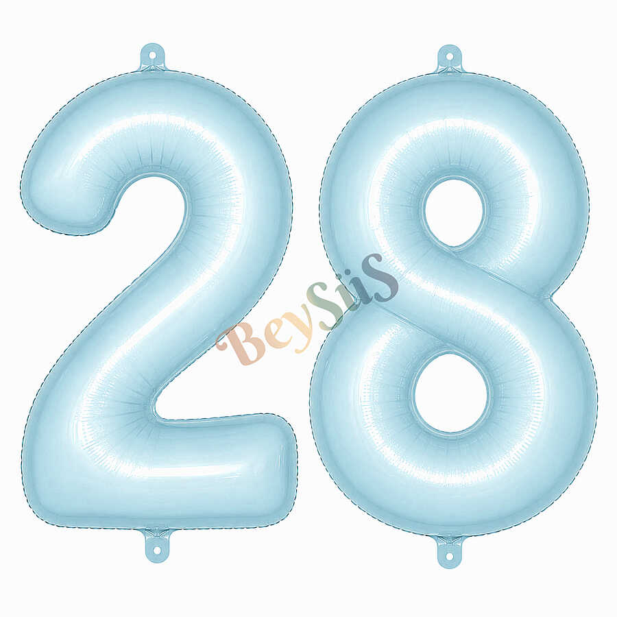 28 Rakam Folyo Balon Mavi Rengi (76 cm)