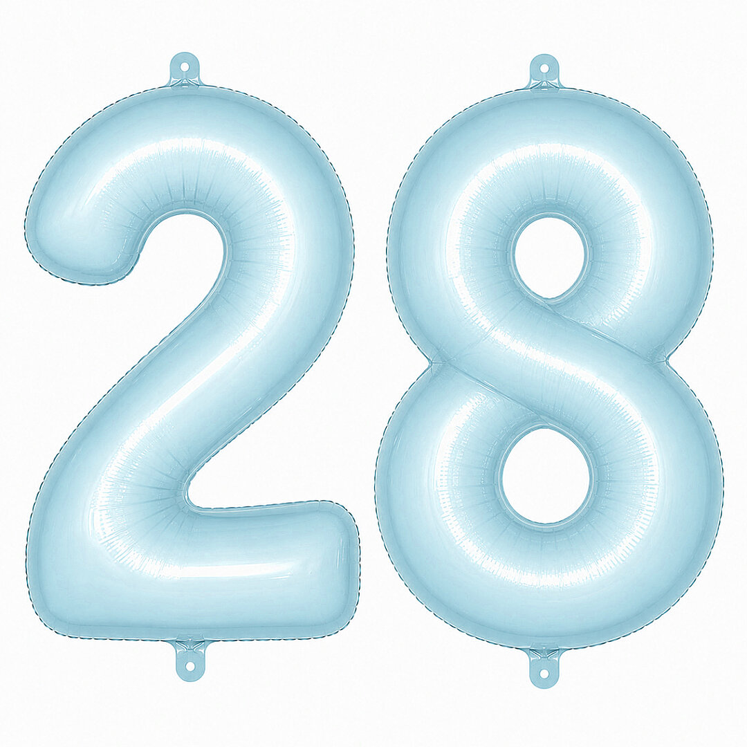 28 Rakam Folyo Balon Mavi Rengi (76 cm) 