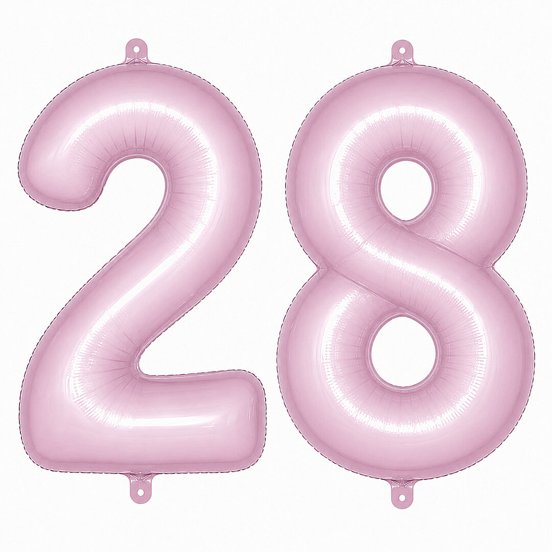 28 Rakam Folyo Balon pembe Rengi (76 cm) 