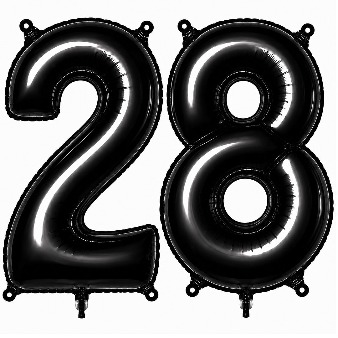 28 Rakam Folyo Balon Siyah Rengi (76 cm) 