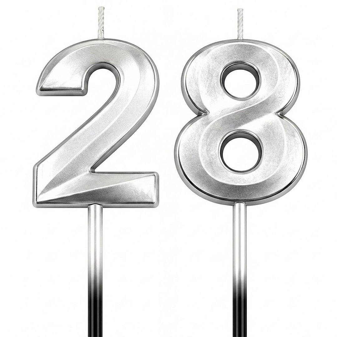 28 Rakam Mum Gümüş 
