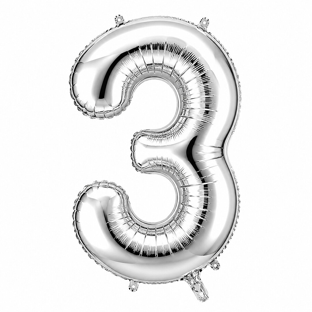 3 Rakam Folyo Balon Gümüş Rengi (76 cm) 