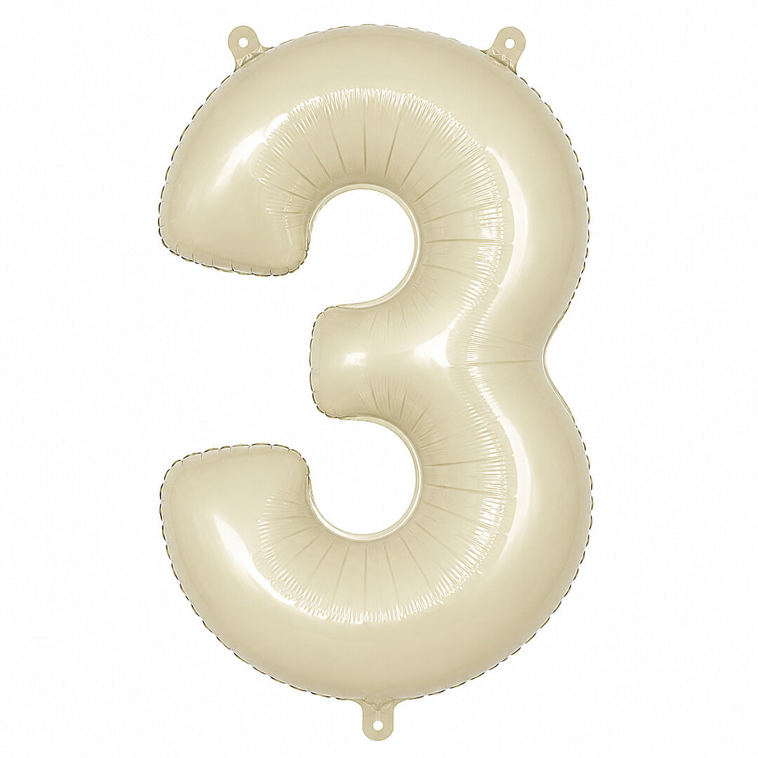 3 Rakam Folyo Balon krem Rengi (76 cm) 