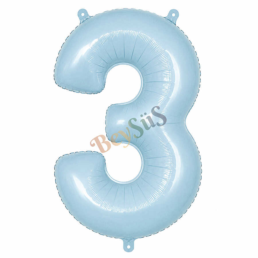 3 Rakam Folyo Balon Mavi Rengi (76 cm)