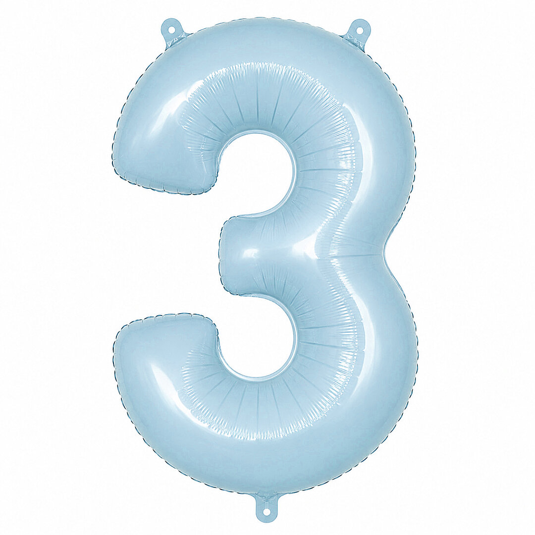 3 Rakam Folyo Balon Mavi Rengi (76 cm) 