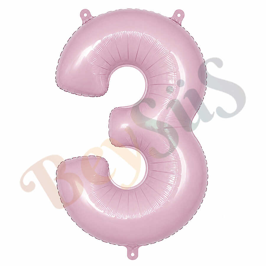 3 Rakam Folyo Balon pembe Rengi (76 cm)