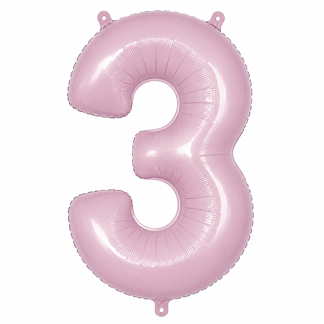 3 Rakam Folyo Balon pembe Rengi (76 cm) 