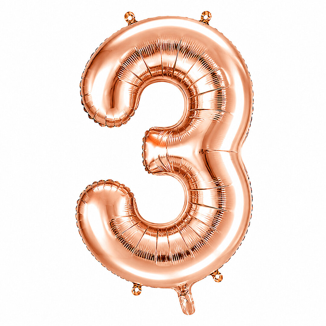 3 Rakam Folyo Balon Rose Gold Rengi (100 cm) 