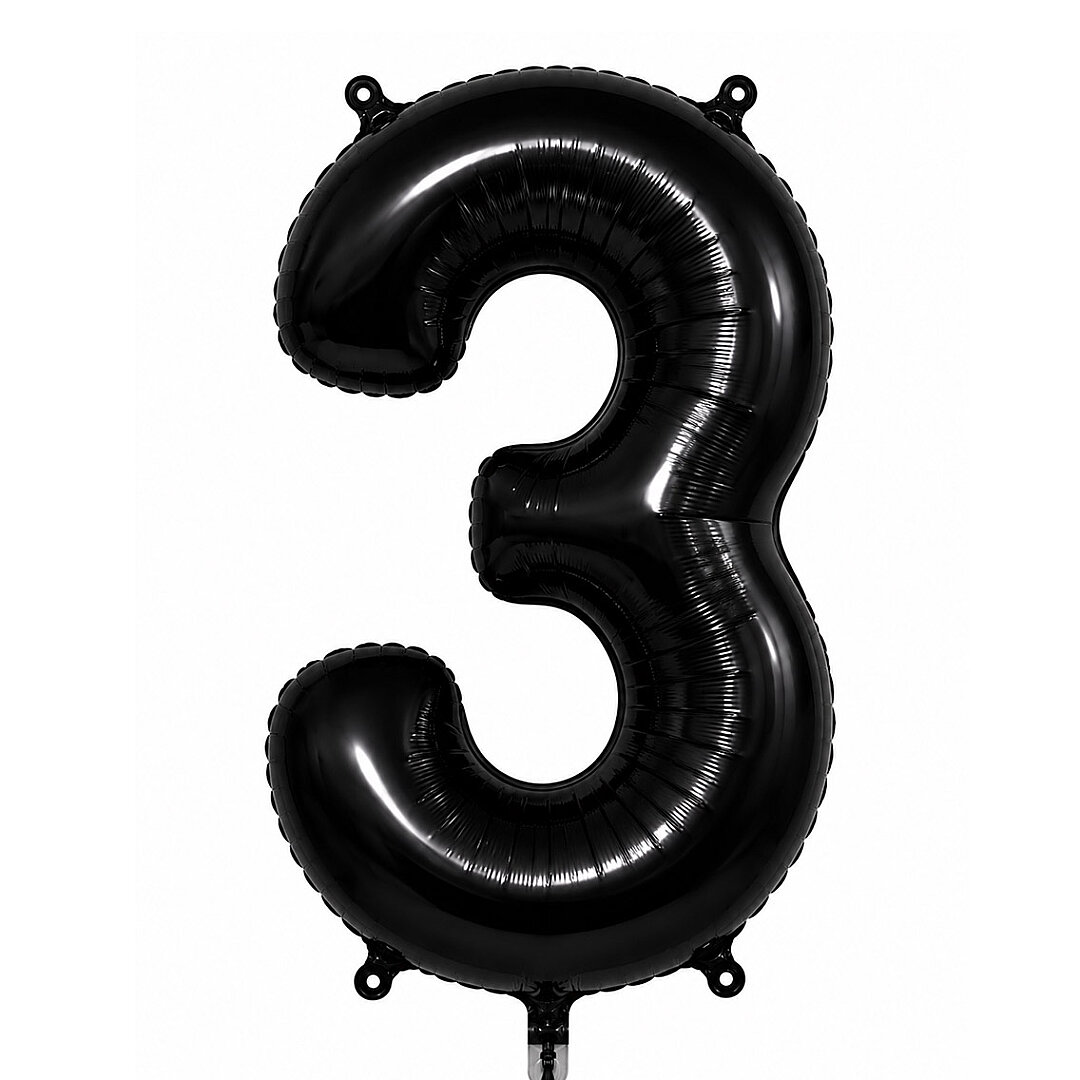 3 Rakam Folyo Balon Siyah Rengi (76 cm) 