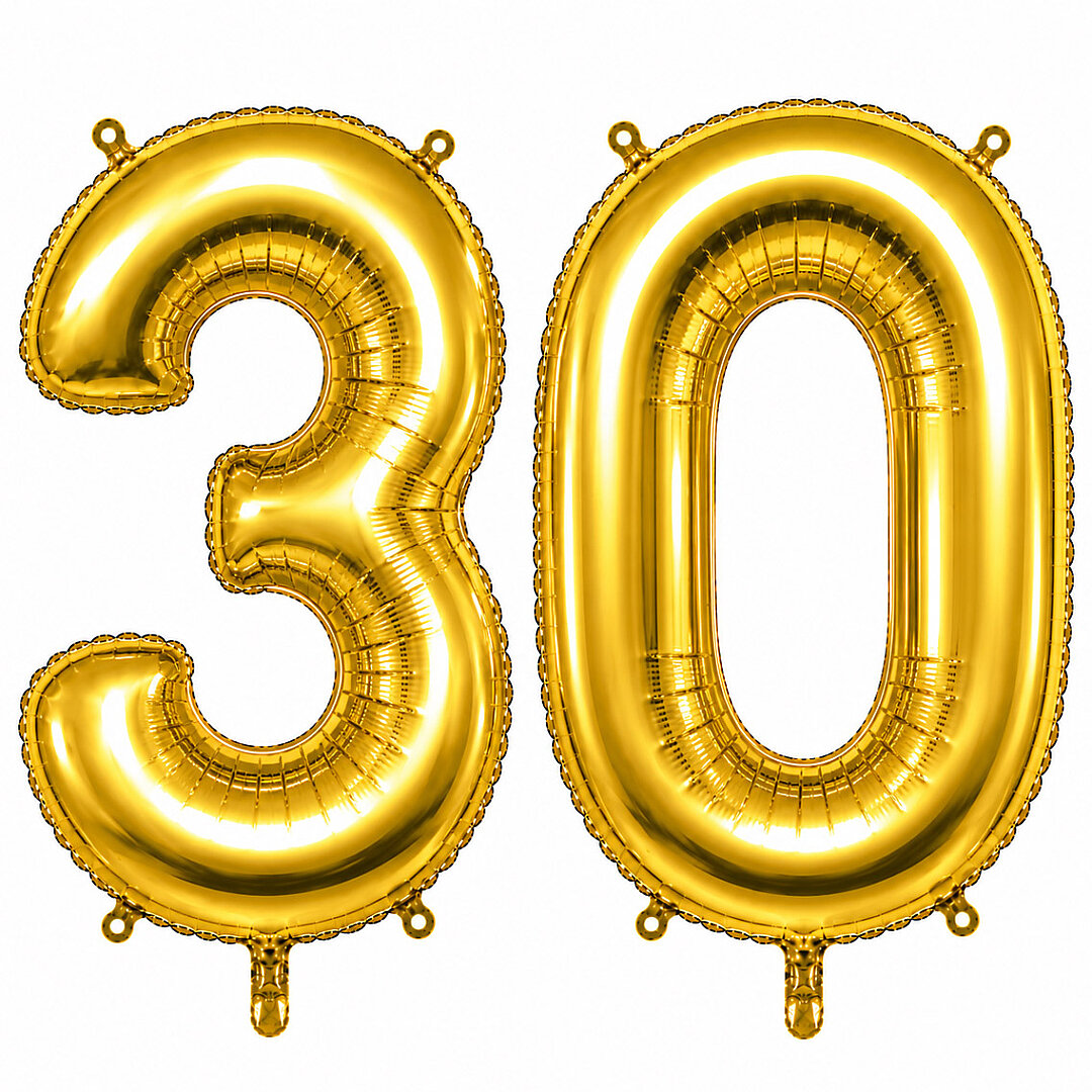 30 Rakam Folyo Balon Altın Rengi (76 cm) 