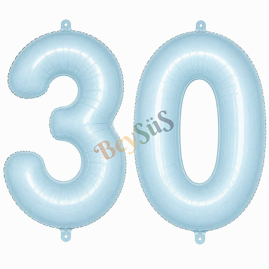 30 Rakam Folyo Balon Mavi Rengi (76 cm)