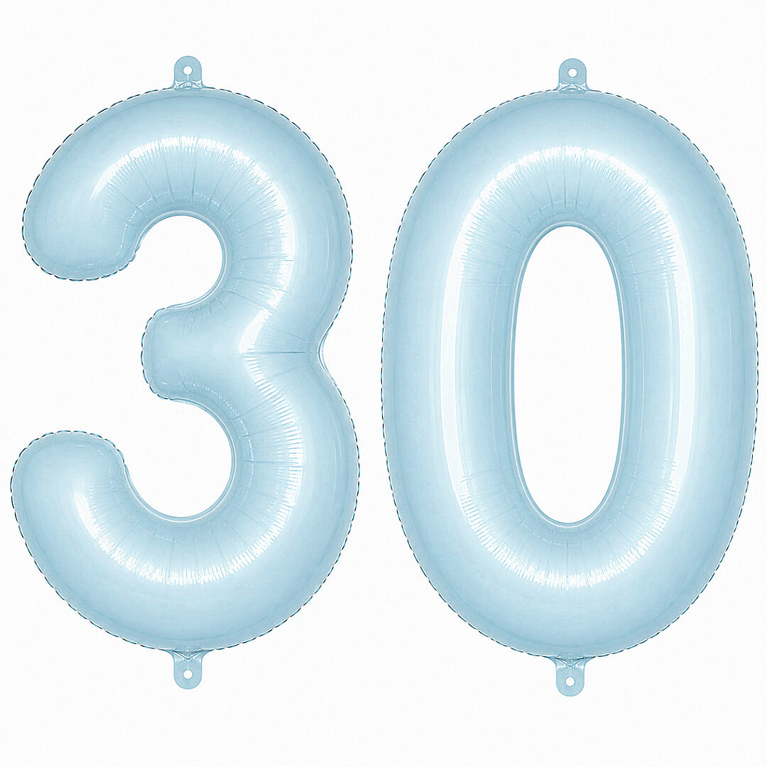30 Rakam Folyo Balon Mavi Rengi (76 cm) 