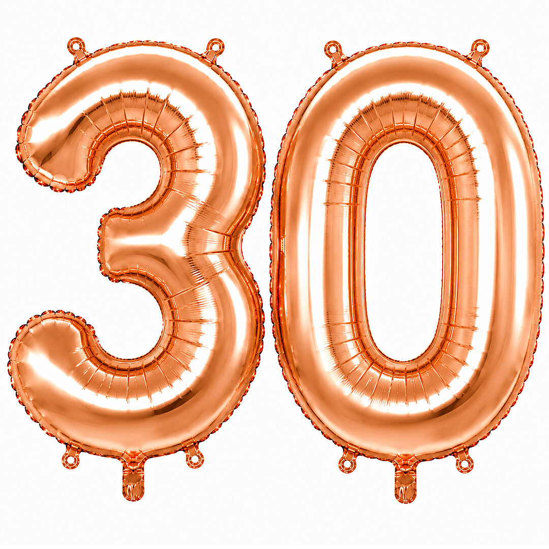 30 Rakam Folyo Balon Rose Gold Rengi (76 cm) 