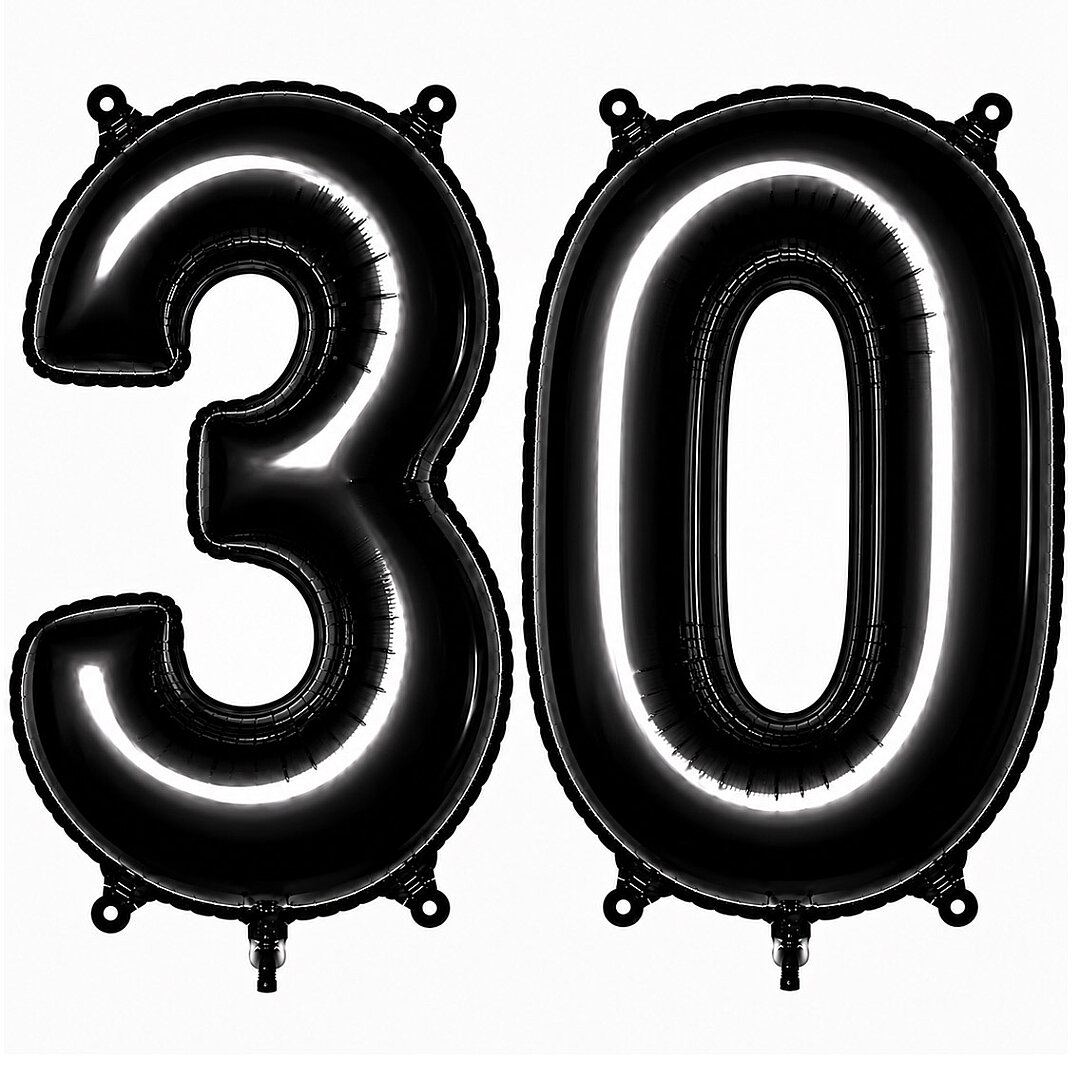 30 Rakam Folyo Balon Siyah Rengi (76 cm) 