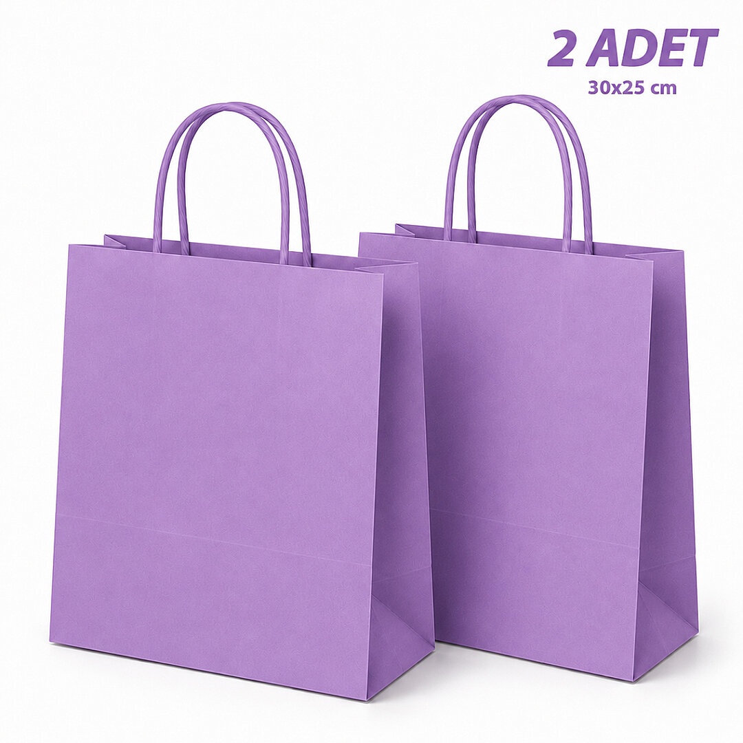 30x25 cm Hediyelik Kağıt Çanta Mor 2 Adet 