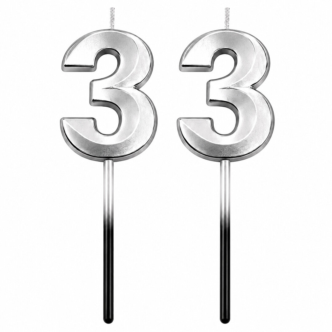 33 Rakam Mum Gümüş 