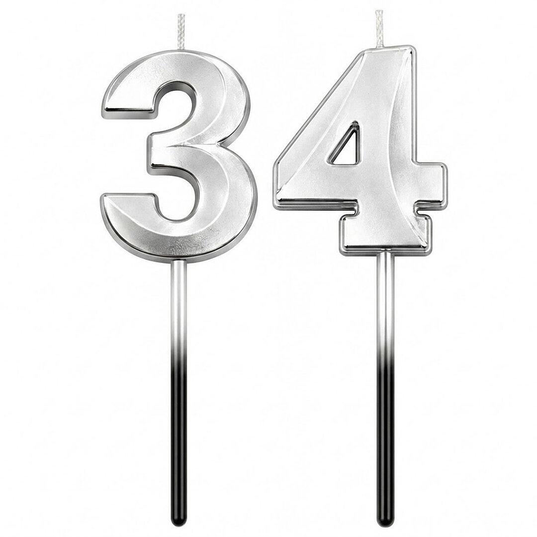 34 Rakam Mum Gümüş 
