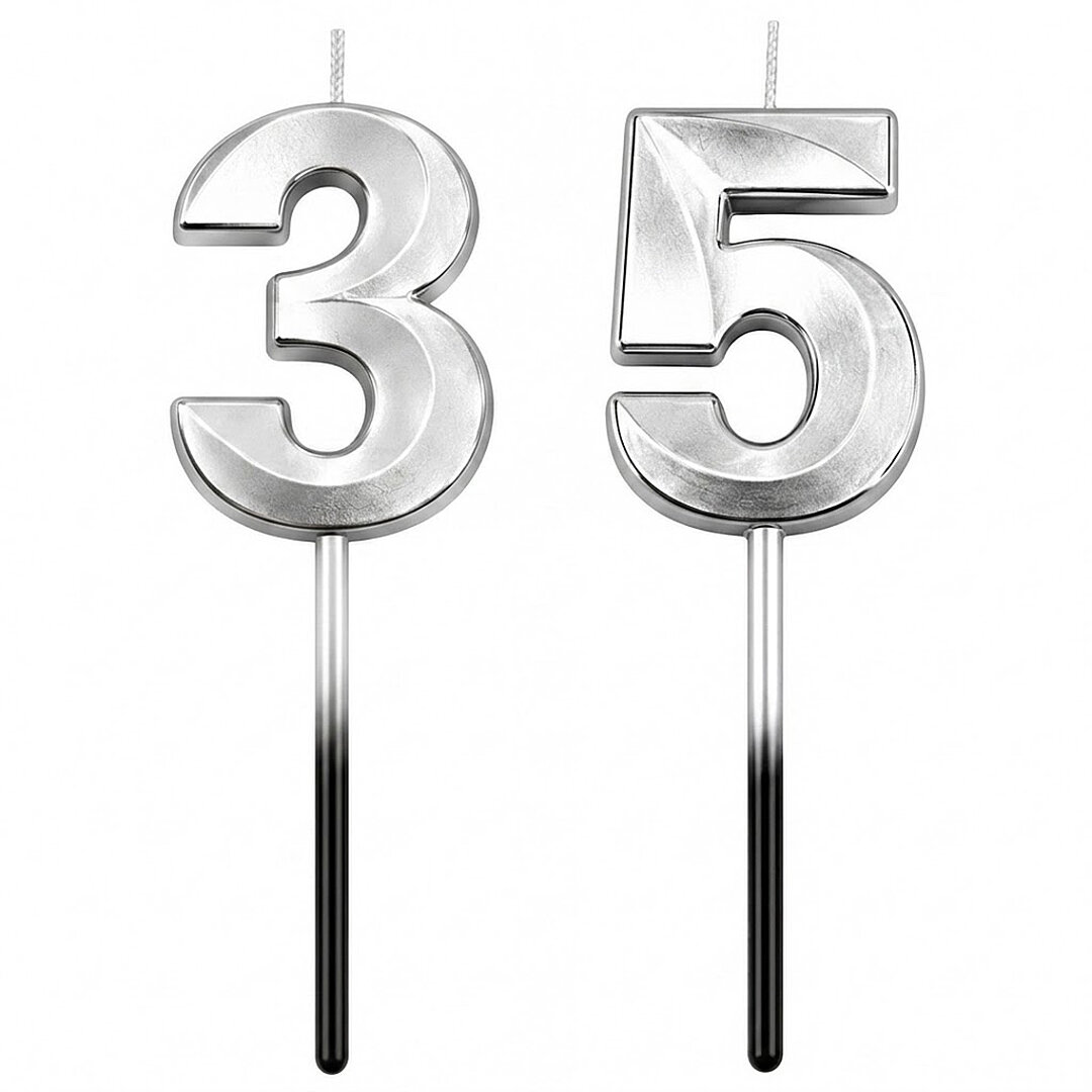 35 Rakam Mum Gümüş 
