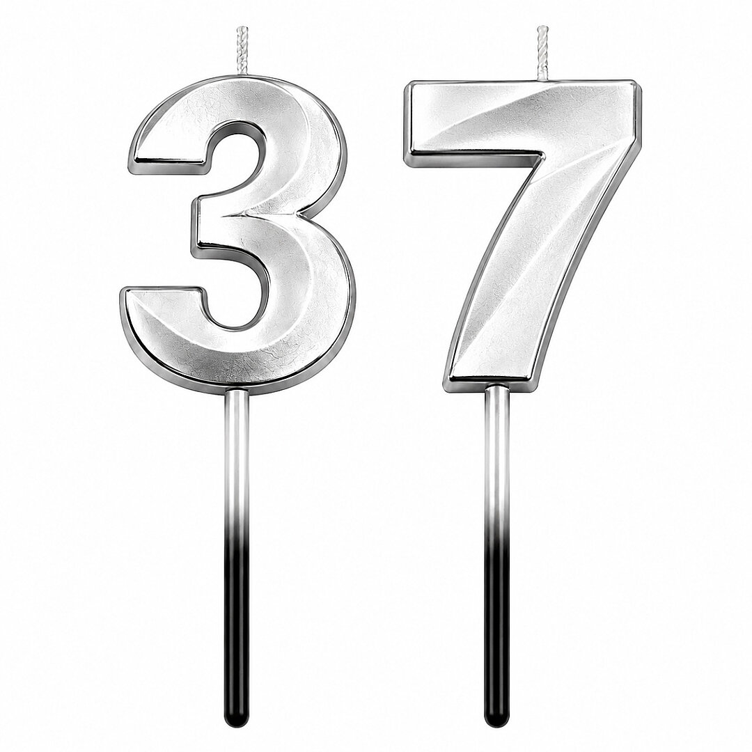37 Rakam Mum Gümüş 