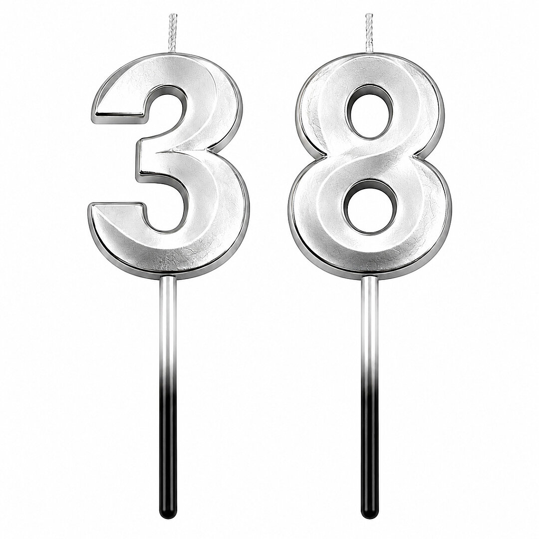 38 Rakam Mum Gümüş 