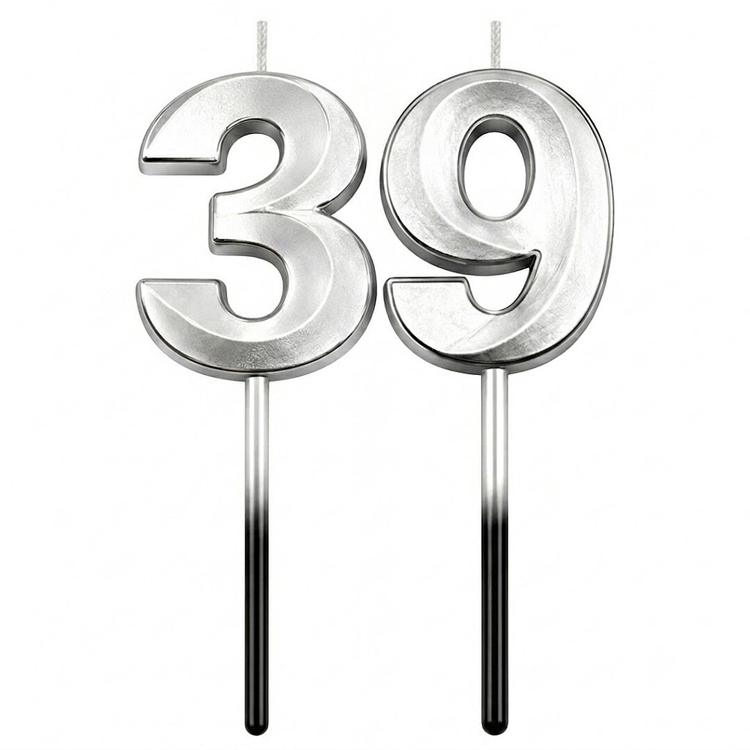 39 Rakam Mum Gümüş 