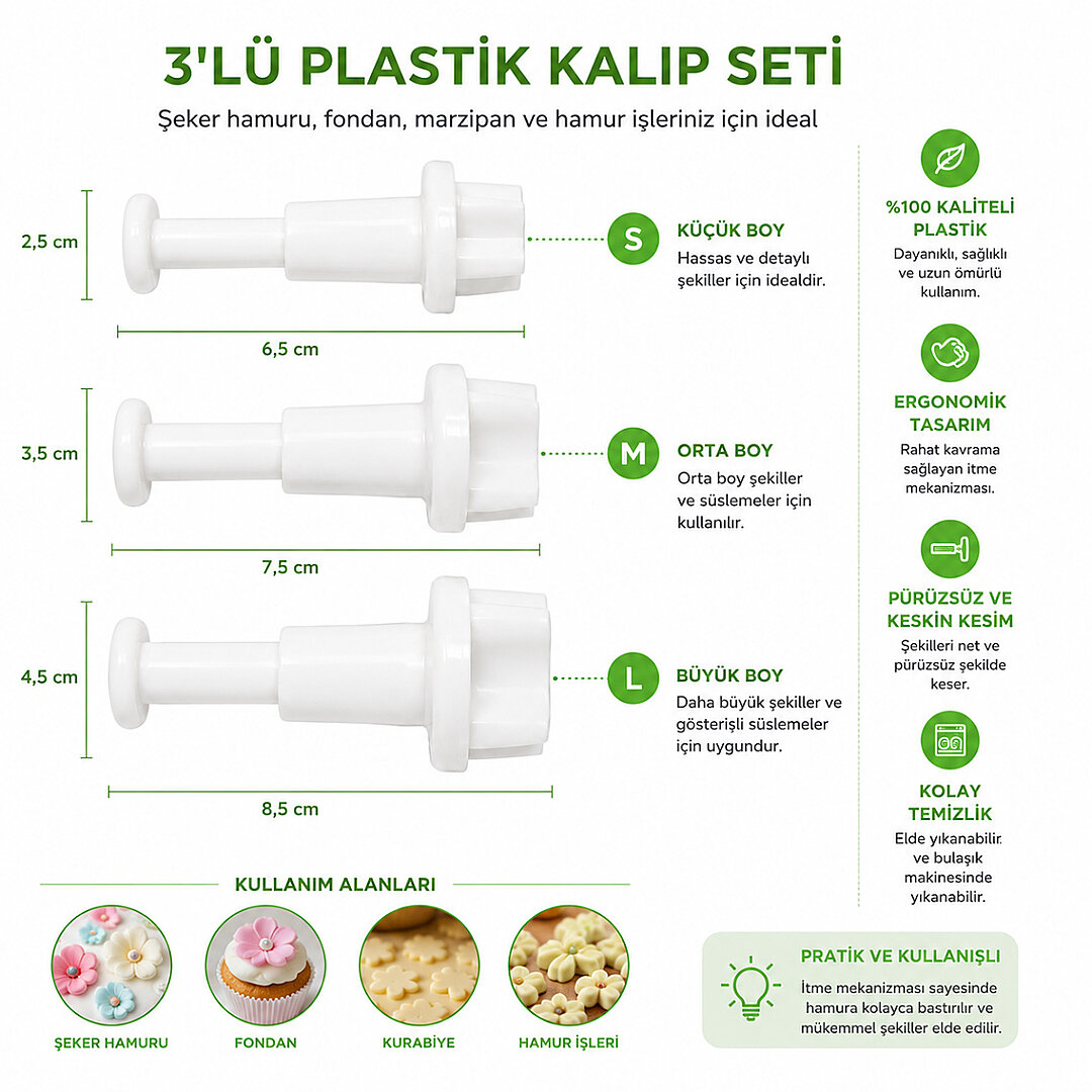 3'lü Plastik Kurabiye Kalıbı - Beysüs (1)