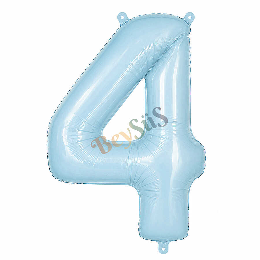 4 Rakam Folyo Balon Mavi Rengi (76 cm)